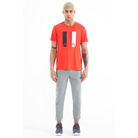 Tommy Life 84909 Gri Melanj Yazı Nakışlı Standart Kalıp Jogger Erkek Eşofman Altı