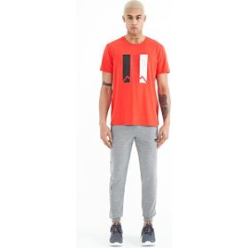 Tommy Life 84909 Gri Melanj Yazı Nakışlı Standart Kalıp Jogger Erkek Eşofman Altı