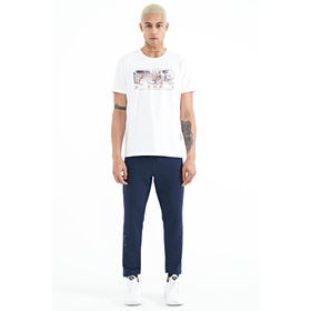 Tommy Life 84909 İndigo Yazı Nakışlı Standart Kalıp Jogger Erkek Eşofman Altı