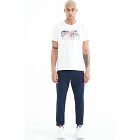 Tommy Life 84909 İndigo Yazı Nakışlı Standart Kalıp Jogger Erkek Eşofman Altı