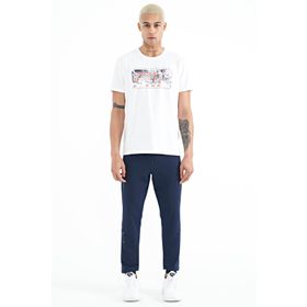 Tommy Life 84909 İndigo Yazı Nakışlı Standart Kalıp Jogger Erkek Eşofman Altı