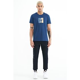Tommy Life 84909 Lacivert Yazı Nakışlı Standart Kalıp Jogger Erkek Eşofman Altı