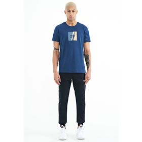 Tommy Life 84909 Lacivert Yazı Nakışlı Standart Kalıp Jogger Erkek Eşofman Altı