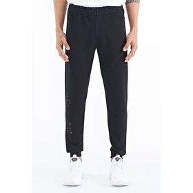 Tommy Life 84909 Siyah Yazı Nakışlı Standart Kalıp Jogger Erkek Eşofman Alt