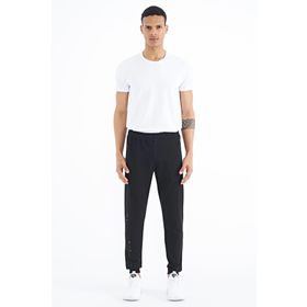 Tommy Life 84909 Siyah Yazı Nakışlı Standart Kalıp Jogger Erkek Eşofman Alt