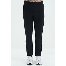 Tommy Life 84942 Siyah Fermuar Cepli Bağcıklı Lastikli Bel Şardonlu Erkek Eşofman Alt