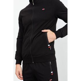 Tommy Life 85072 Dik Yaka Fermuarlı Rahat Form Klasik Paça Siyah Erkek Eşofman Takımı