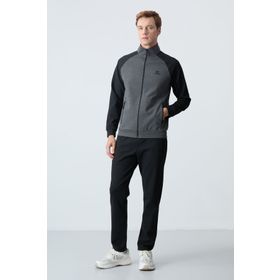 Tommy Life 85113 Antrasit Siyah Dik Yaka Çift Renk Rahat Form Klasik Paça Erkek Eşofman Takımı