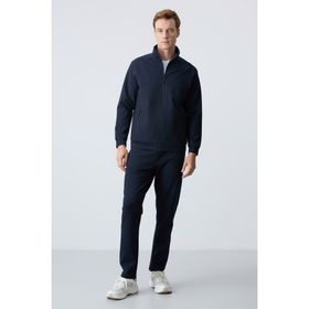 Tommy Life 85113 Lacivert Dik Yaka Çift Renk Rahat Form Klasik Paça Erkek Eşofman Takımı