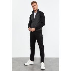 Tommy Life 85113 Siyah Dik Yaka Çift Renk Rahat Form Klasik Paça Erkek Eşofman Takımı