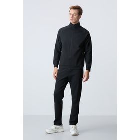 Tommy Life 85113 Siyah Dik Yaka Çift Renk Rahat Form Klasik Paça Erkek Eşofman Takımı
