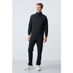 Tommy Life 85113 Siyah Dik Yaka Çift Renk Rahat Form Klasik Paça Erkek Eşofman Takımı