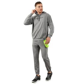 Tommy Life 85117 Gri Melanj-Siyah Erkek Kapüşonlu Kanguru Cep Oversize Lastik Paça Eşofman Takımı