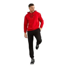 Tommy Life 85117 Gri Melanj-Siyah Erkek Kapüşonlu Kanguru Cep Oversize Lastik Paça Eşofman Takımı