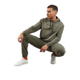 Tommy Life 85117 Gri Melanj-Siyah Erkek Kapüşonlu Kanguru Cep Oversize Lastik Paça Eşofman Takımı