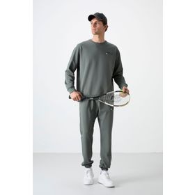 Tommy Life 85120 Çağla-Siyah Erkek Casual O Yaka Oversize Lastik Paça Eşofman Takımı