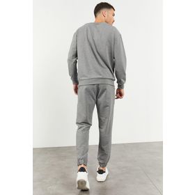 Tommy Life 85120 Gri Melanj Casual O Yaka Oversize Lastik Paça Erkek Eşofman Takımı