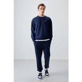 Tommy Life 85120 Lacivert Casual O Yaka Oversize Lastik Paça Erkek Eşofman Takımı