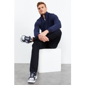 Tommy Life 85152 İndigo Lacivert Dik Yaka Fermuarlı Standart Kalıp Klasik Paça Erkek Eşofman Takımı