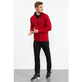 Tommy Life 85152 Kırmızı - Siyah Dik Yaka Fermuarlı Standart Kalıp Klasik Paça Erkek Eşofman Takımı