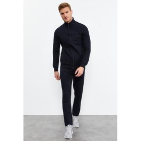 Tommy Life 85152 Lacivert Erkek Dik Yaka Fermuarlı Standart Kalıp Klasik Paça Eşofman Takımı