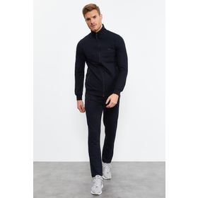 Tommy Life 85152 Lacivert Erkek Dik Yaka Fermuarlı Standart Kalıp Klasik Paça Eşofman Takımı