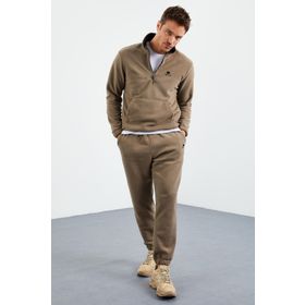Tommy Life 85159 Camel Yarım Fermuar Dik Yaka Lastik Paça Polar Erkek Eşofman Takımı