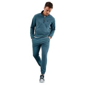 Tommy Life 85159 Orman Yeşil Yarım Fermuar Dik Yaka Lastik Paça Polar Erkek Eşofman Takımı