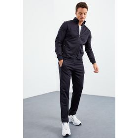 Tommy Life 85162 Lacivert Dik Yaka Fermuarlı Standart Kalıp Klasik Paça Erkek Eşofman Takımı