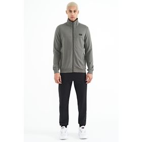 Tommy Life 85178 Çağla - Siyah Dik Yaka Fermuarlı Gizli Cepli Jogger Erkek Eşofman Takım
