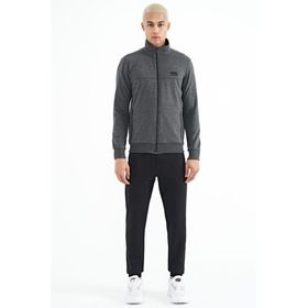 Tommy Life 85178 Siyah Dik Yaka Fermuarlı Gizli Cepli Jogger Erkek Eşofman Takım