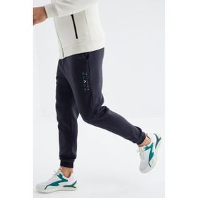 Tommy Life 85186 Ekru - Indigo Dik Yaka Renk Geçişli Baskı Detaylı Standart Kalıp Erkek Eşofman Takımı