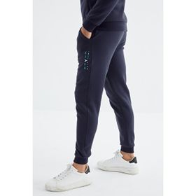 Tommy Life 85186 Indigo Dik Yaka Renk Geçişli Baskı Detaylı Standart Kalıp Erkek Eşofman Takımı