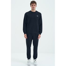 Tommy Life 85190 Lacivert O Yaka Rahat Kalıp Şardonlu Basic Jogger Erkek Eşofman Takımı