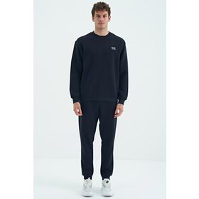 Tommy Life 85190 Lacivert O Yaka Rahat Kalıp Şardonlu Basic Jogger Erkek Eşofman Takımı