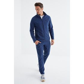 Tommy Life 85193 Indigo Dik Yaka Basic Erkek Polar Eşofman Takımı