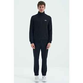 Tommy Life 85196 Lacivert Dik Yaka Fermuarlı Cep Detaylı Standart Kalıp Erkek Eşofman Takım