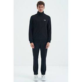 Tommy Life 85196 Lacivert Dik Yaka Fermuarlı Cep Detaylı Standart Kalıp Erkek Eşofman Takım
