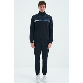 Tommy Life 85197 Lacivert Dik Yaka Baskı Detaylı Standart Kalıp Erkek Eşofman Takım