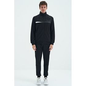 Tommy Life 85197 Siyah Dik Yaka Baskı Detaylı Standart Kalıp Erkek Eşofman Takım