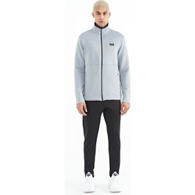 Tommy Life 85199 Gri - Siyah Fermuarlı Dik Yaka Gizli Cepli Erkek Eşofman Takım
