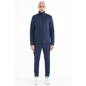 Tommy Life 85199 İndigo Fermuarlı Dik Yaka Gizli Cepli Erkek Eşofman Takımı