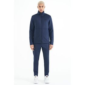 Tommy Life 85199 İndigo Fermuarlı Dik Yaka Gizli Cepli Erkek Eşofman Takımı