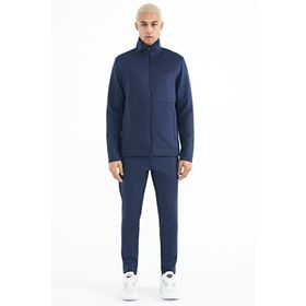 Tommy Life 85199 İndigo Fermuarlı Dik Yaka Gizli Cepli Erkek Eşofman Takımı