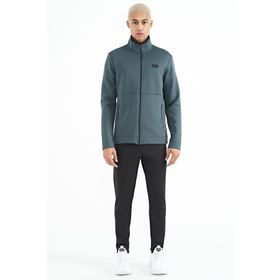 Tommy Life 85199 Orman Yeşil Siyah Fermuarlı Dik Yaka Gizli Cepli Erkek Eşofman Takımı