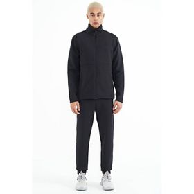 Tommy Life 85201 Lacivert Logo Nakışlı Dik Yaka Fermuarlı Gizli Cep Detaylı Erkek Eşofman Takım