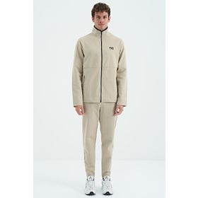 Tommy Life 85209 Bej Dik Yaka Gizli Cep Detaylı Standart Kalıp Erkek Eşofman Takımı