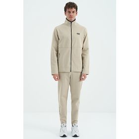 Tommy Life 85209 Bej Dik Yaka Gizli Cep Detaylı Standart Kalıp Erkek Eşofman Takımı