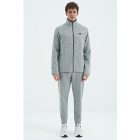 Tommy Life 85209 Gri Melanj Dik Yaka Gizli Cep Detaylı Standart Kalıp Erkek Eşofman Takımı