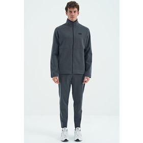 Tommy Life 85209 Koyu Gri Dik Yaka Gizli Cep Detaylı Standart Kalıp Erkek Eşofman Takımı